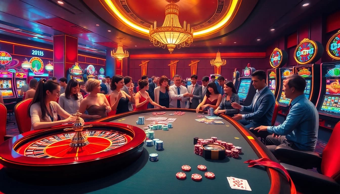 Exciting scene of players engaging in casino games, highlighting asupanjitu's thrilling gambling experience.