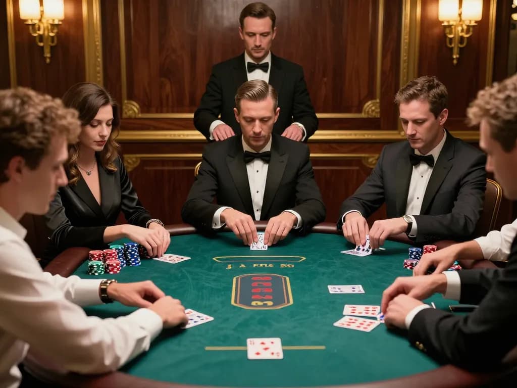btopcshop high-roller poker game highlighting players' intense focus and luxurious casino ambiance