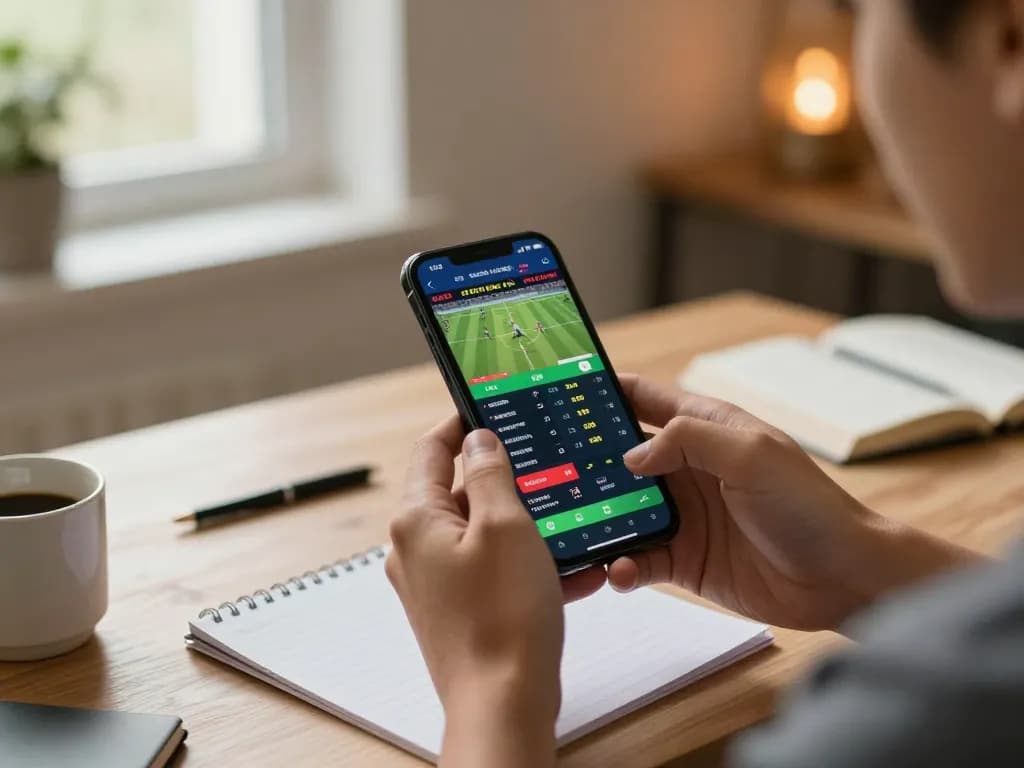 Person engaging with TA88 mobile sports betting app in a comfortable home environment.
