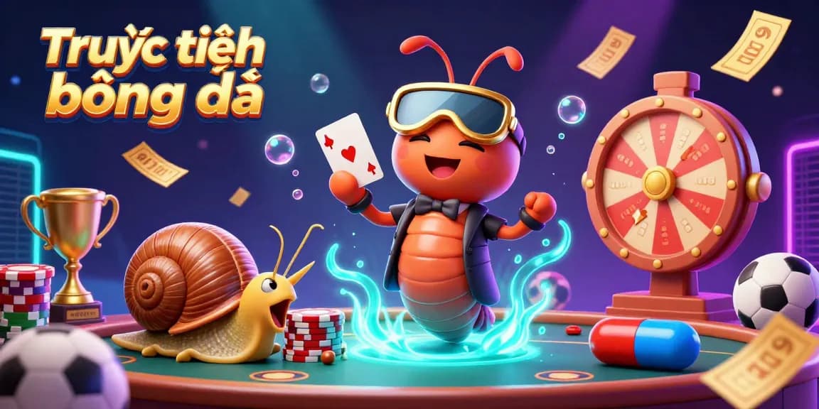 Experience Trực tiếp bóng đá with an exciting illustration featuring a millipede dealer and vibrant sports betting elements.