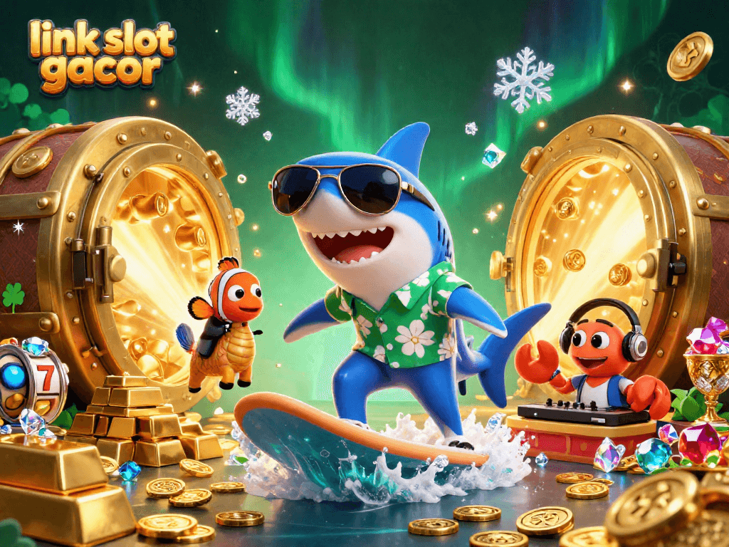 Memenangkan permainan slot dengan link slot gacor, diilustrasikan dengan karakter laut menarik.