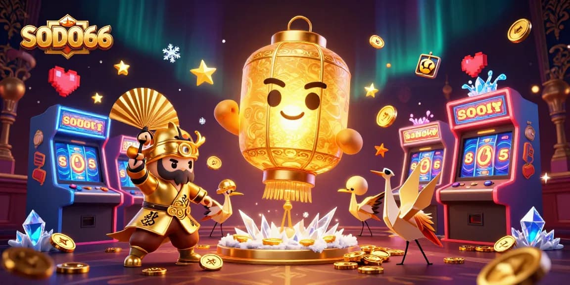 Experience vibrant gaming at SODO66 with unique characters set in a lively casino scene.