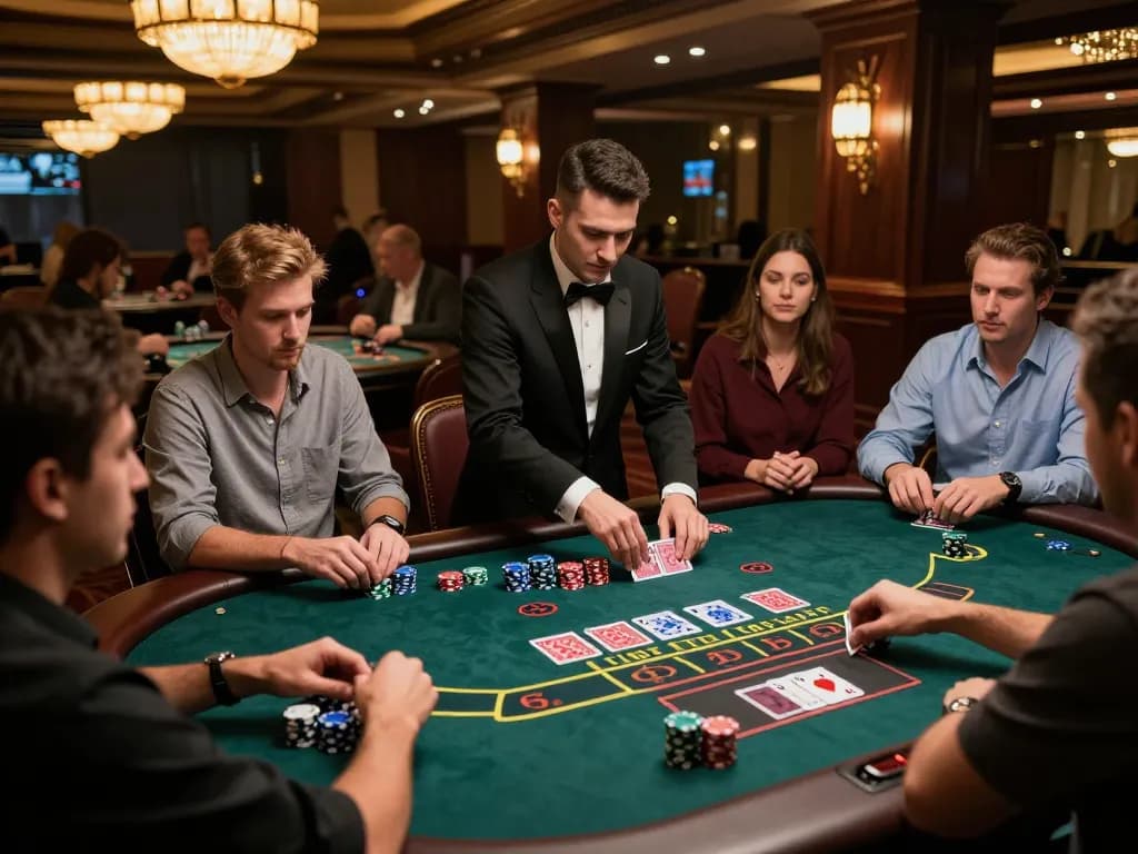 Betting strategies at a blackjack table in a luxury casino with Incakoin integration