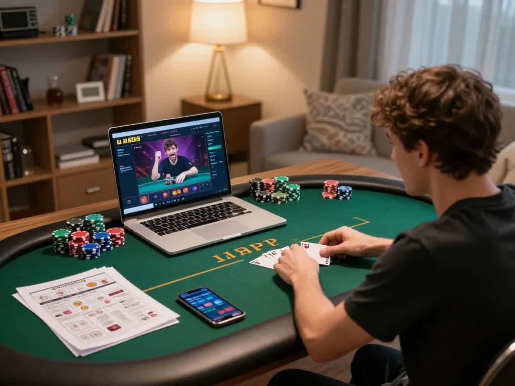 Engaged player enjoying an online poker game at uu88, capturing a winning moment.