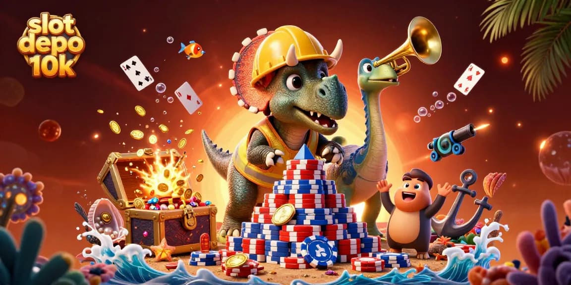 Experience excitement with slot depo 10k as characters celebrate in a vibrant casino scene.