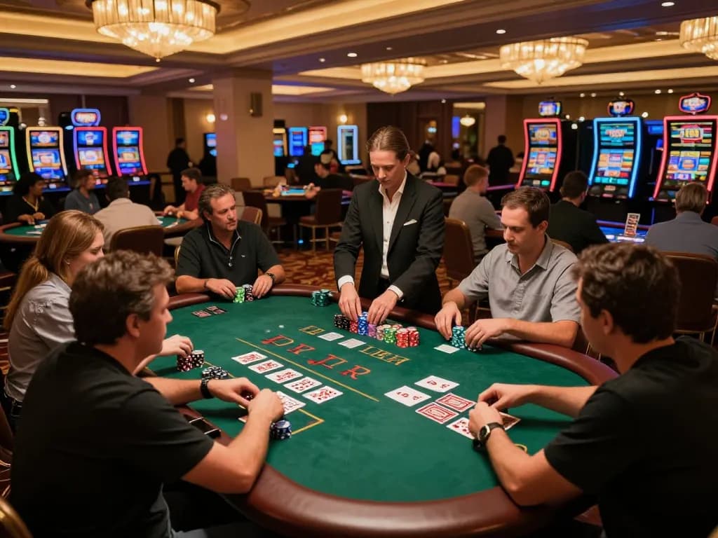 Players engaging in strategic blackjack gameplay at Iwin's luxurious casino, capturing the excitement and elegance of the gaming atmosphere