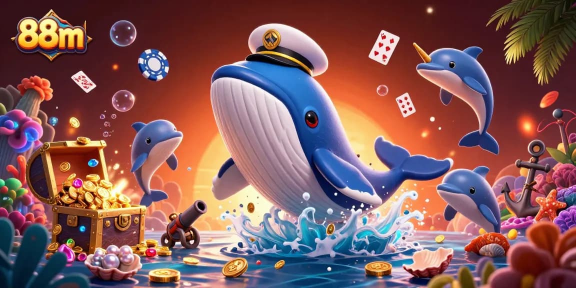 88m delivers thrilling casino adventures featuring a whale and narwhal amidst a treasure sea.
