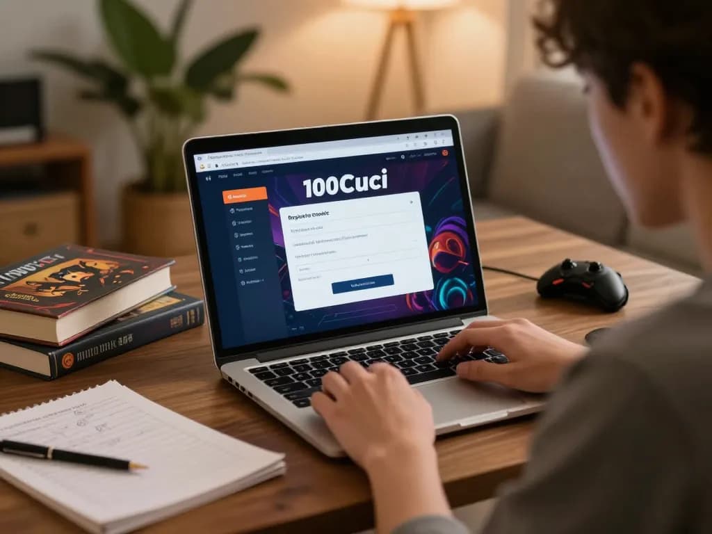 Register 100Cuci online with engaging setup, user focused on casino gameplay.