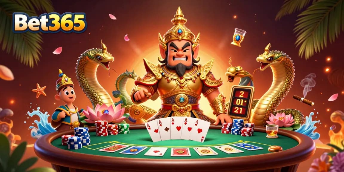 Bet365 players engage in exhilarating poker games, surrounded by vibrant casino elements.