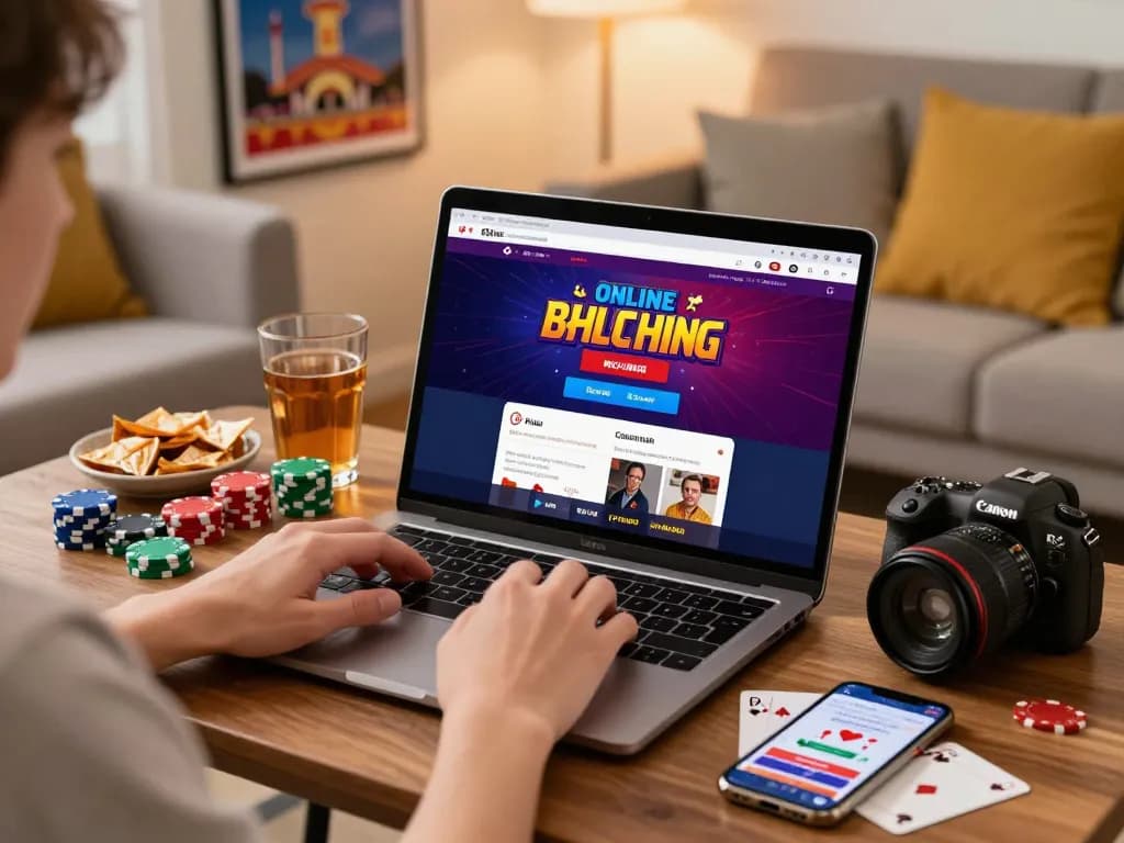 Engaged user enjoying sultan88 online betting experience at home with gaming gear and cozy ambiance.