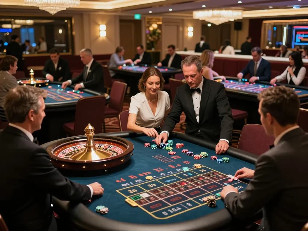 MPO08 Event: Players engaging at roulette tables with dynamic energy in a luxurious casino setting