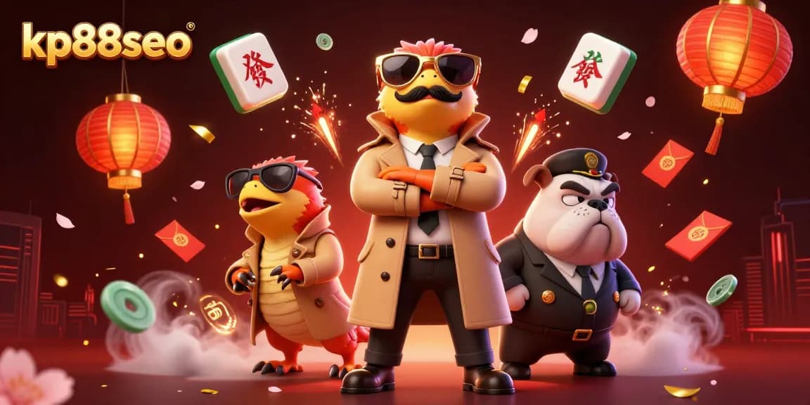 Experience kp88seo's thrilling VIP lounge with three raptors in a trench coat attempting to enter a casino.