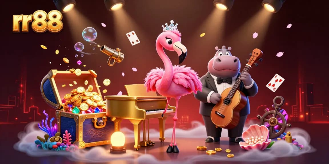 Experience the excitement at rr 88 with vibrant casino characters in a dynamic 3D scene.