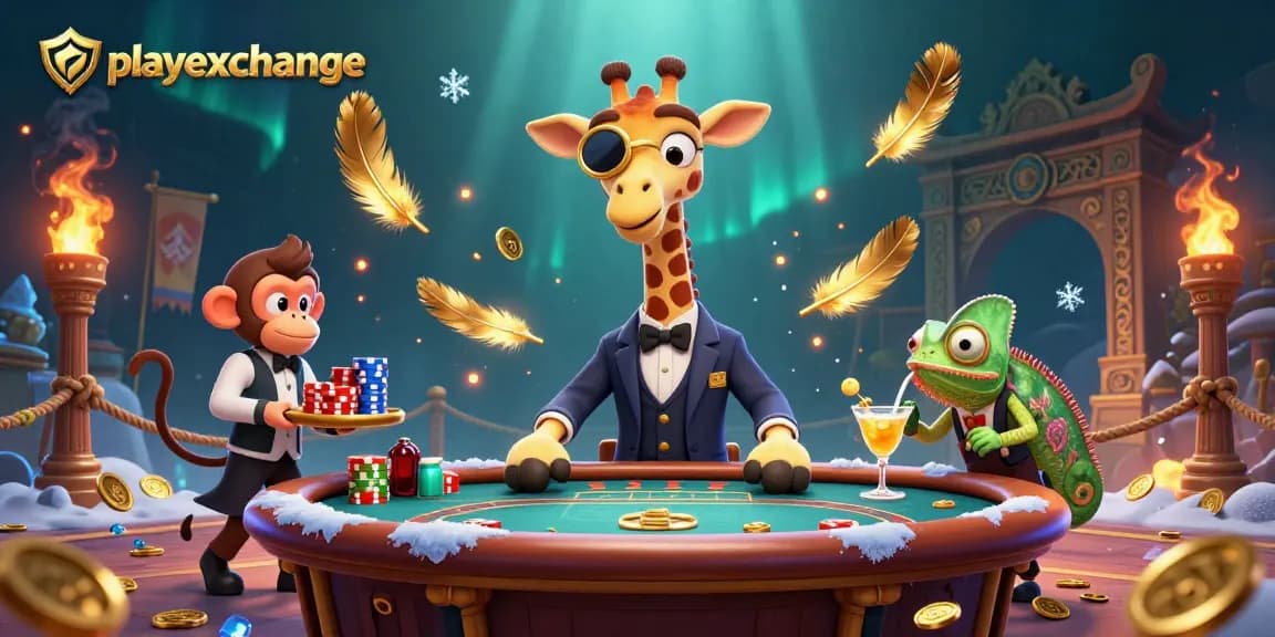 Engage in thrilling betting with playexchange featuring a high-roller giraffe in a VIP casino scene.