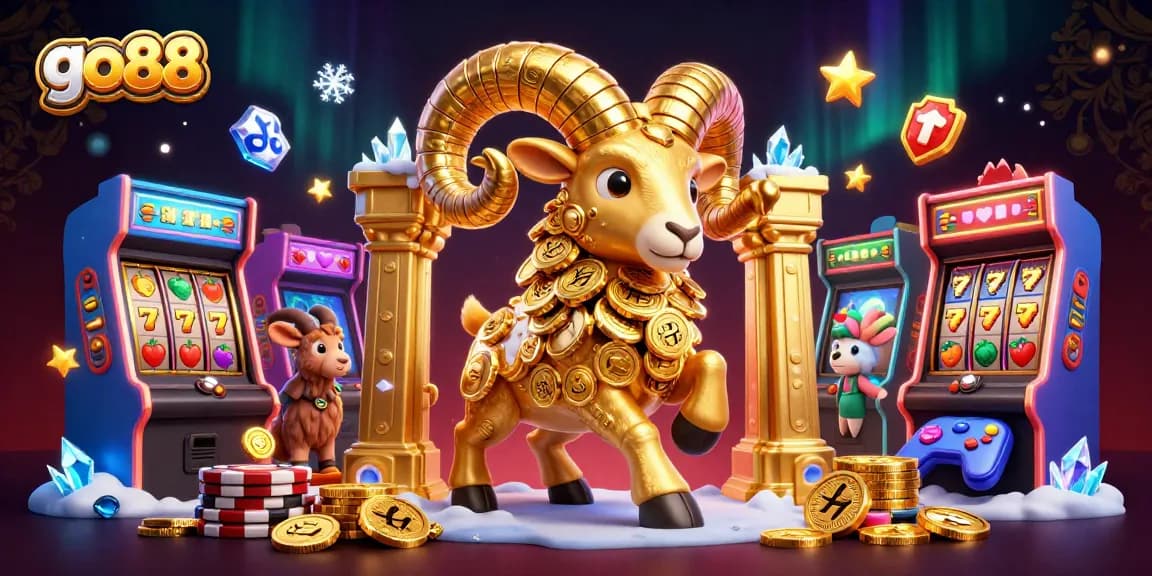 Engage in exciting gameplay with go 88 in this vibrant, dynamic casino scene featuring a golden ram.