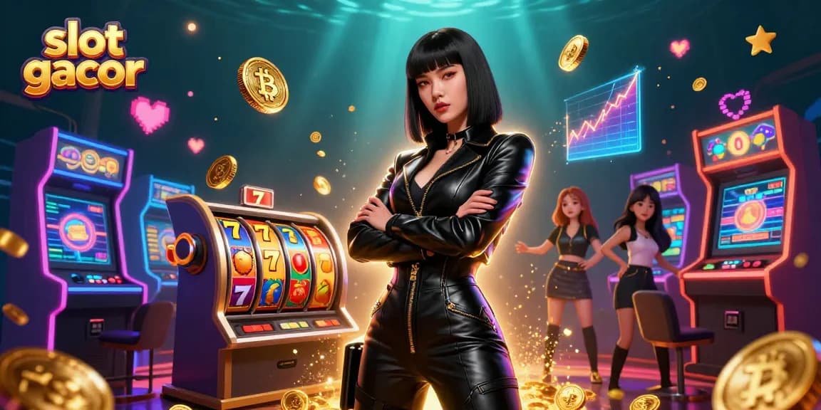 Experience slot gacor excitement with vibrant slot reels and Bitcoin rewards in a futuristic casino.