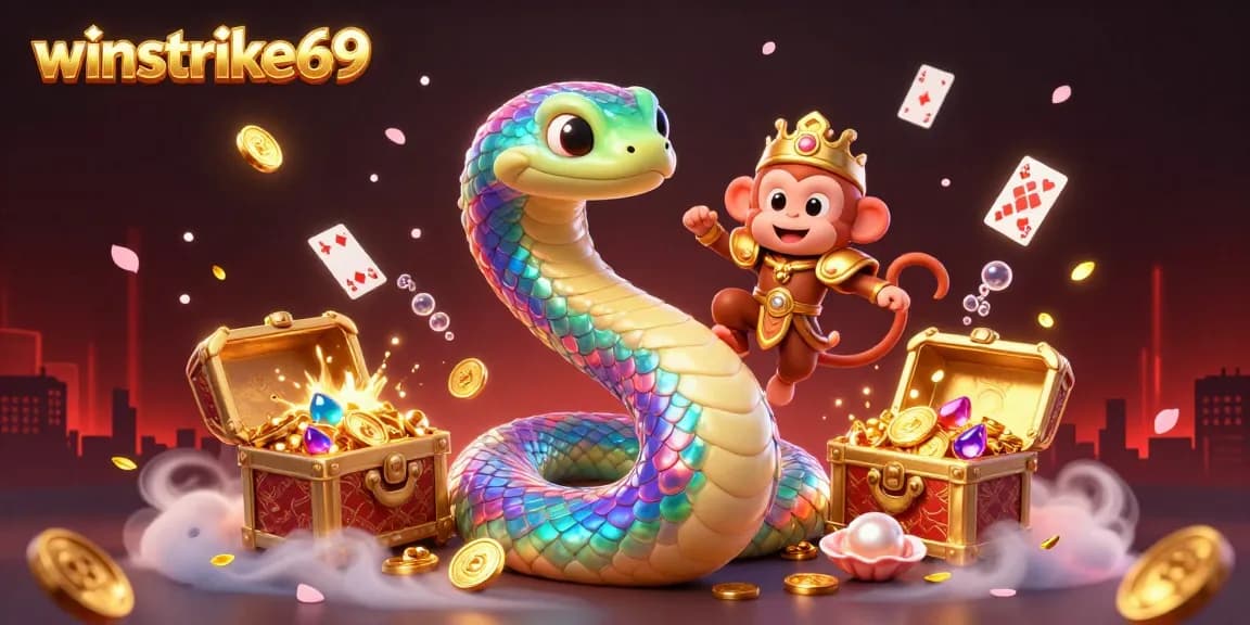 Winstrike69 offers a vibrant casino experience with a rainbow serpent and treasure explosions, perfect for gambling enthusiasts.