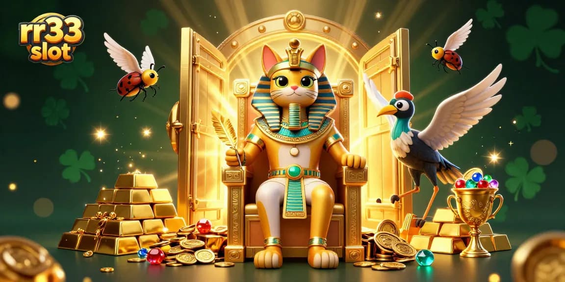 Join the exciting action of rr33 slot with vibrant characters, treasure, and dynamic casino elements.