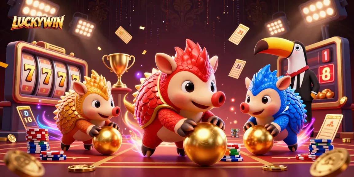 Experience thrilling jackpots with LUCKYWIN as pangolins roll through poker chips!
