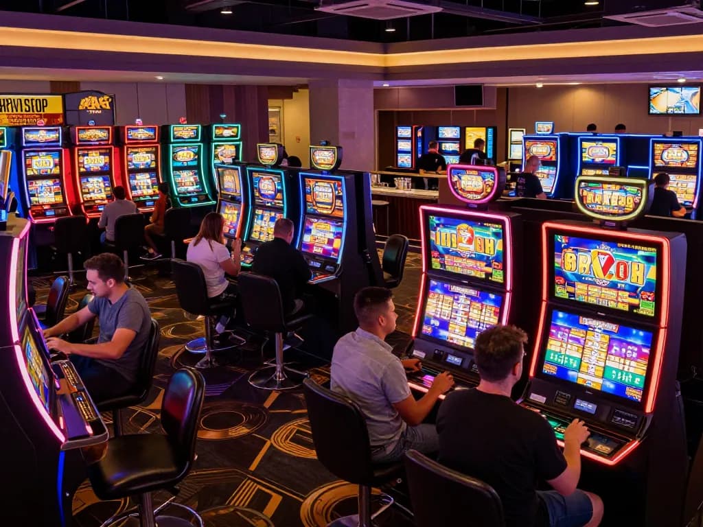 Players enjoying dynamic gameplay at non gamstop casinos with vibrant machines and thrilling atmosphere