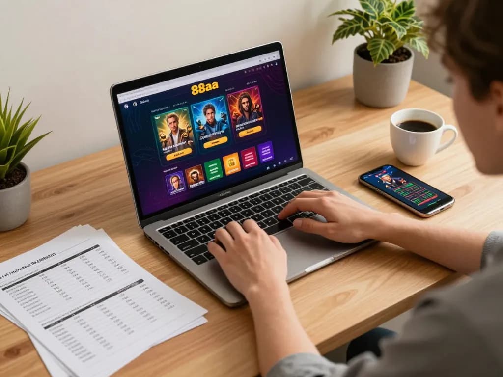 Player navigating the 88aa online casino interface, showcasing engaging mobile gaming experience.