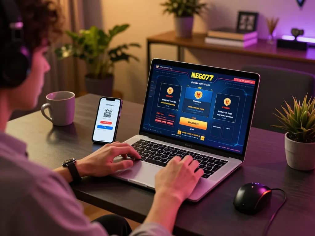 Engaging in online casino gameplay on NEGO77 for a safe gambling experience with QRIS options.