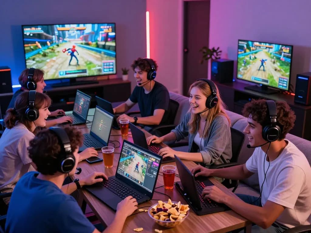 789win players enjoying an exciting multiplayer gaming session with vibrant atmosphere and modern setup.