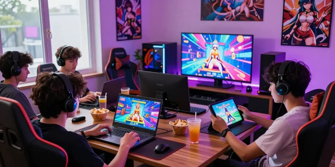 Players enjoying various hentai games in a vibrant, immersive gaming environment.