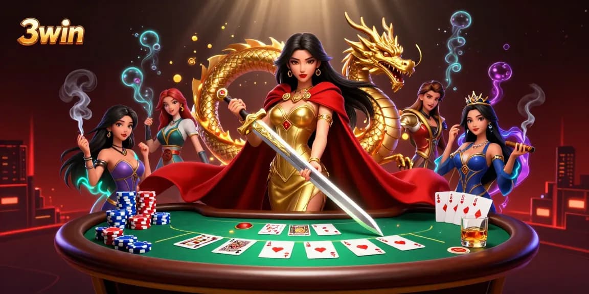 Engage in thrilling games at 3win with a dynamic illustration of casino excitement.