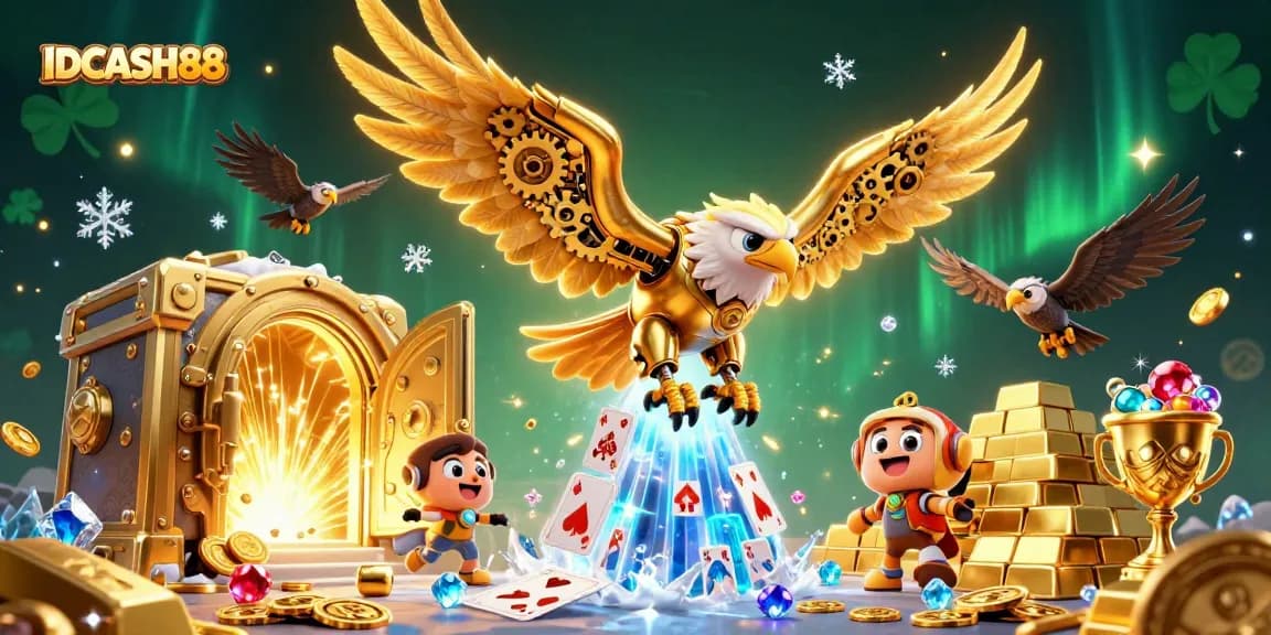 Boost your gaming at IDCASH88 with vibrant casino energy and rich visuals from holographic cards and treasure.