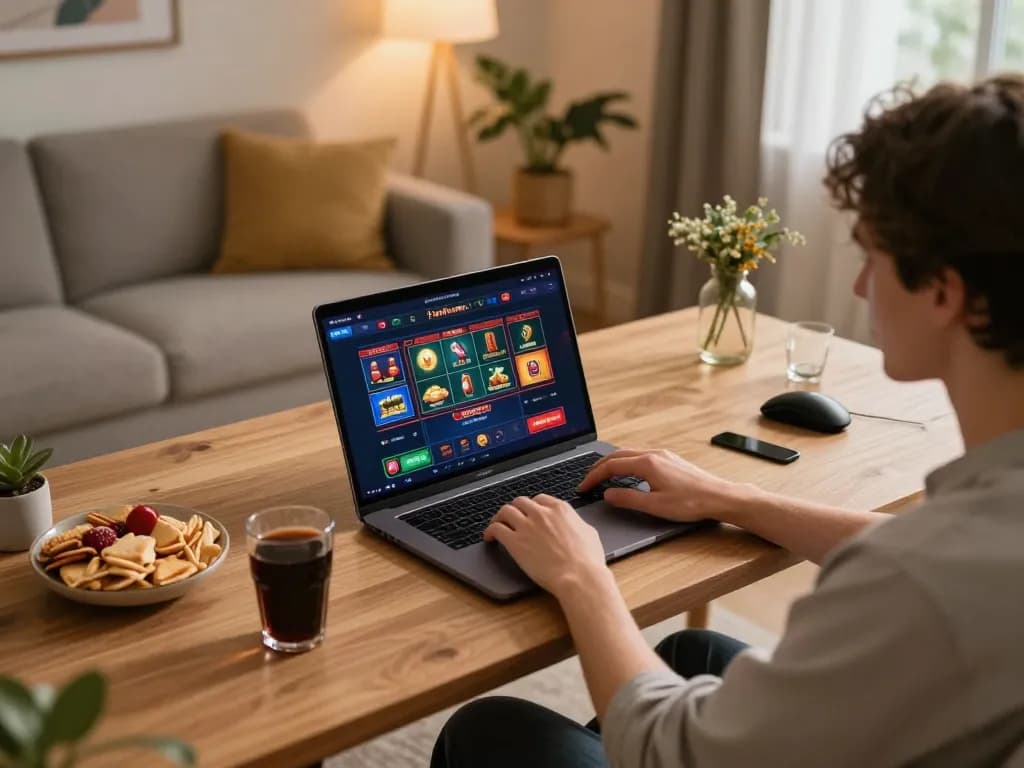 Engaging in an exciting iWin online gaming session from a stylish home office setup
