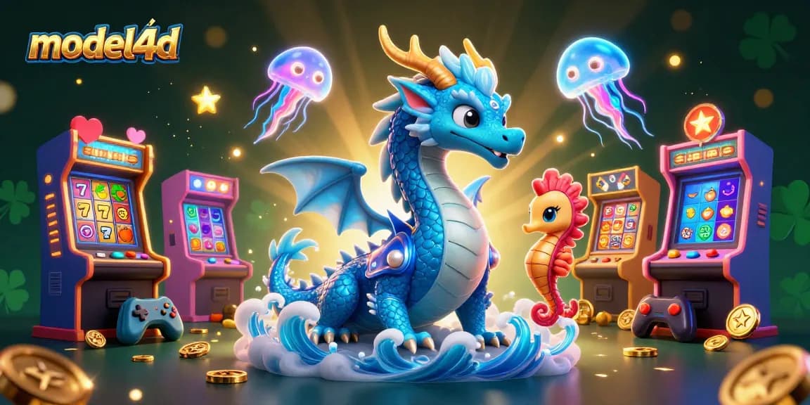 Slot modal4d yang menarik dengan naga air dan ksatria kuda laut, dipenuhi mesin permainan.