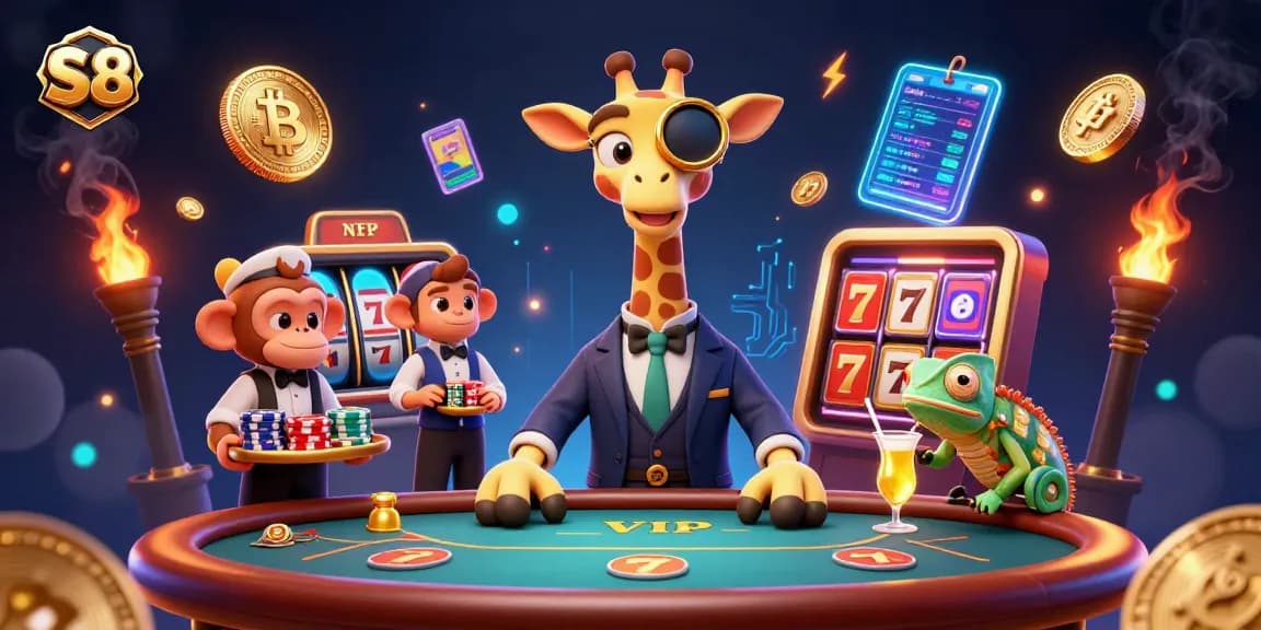 Experience high-stakes gaming at S8 with high-roller giraffe and vibrant casino elements.