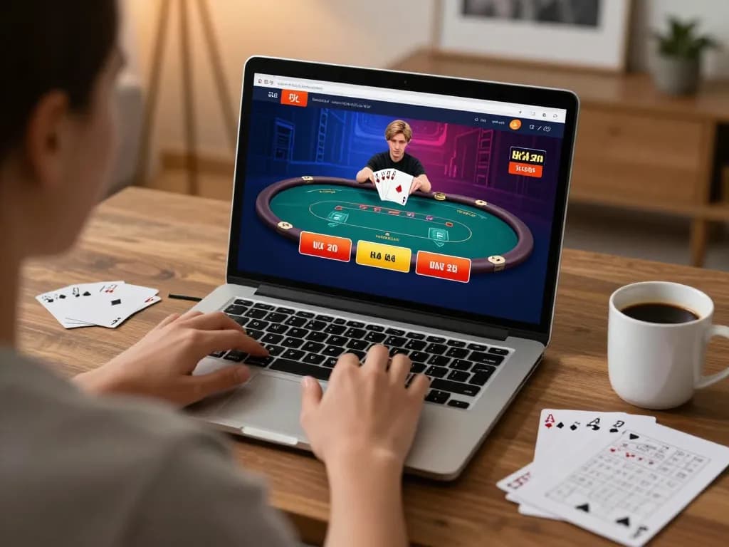 Pemain kasino online TEPAT88 fokus pada antarmuka permainan poker dari pengaturan rumah yang nyaman
