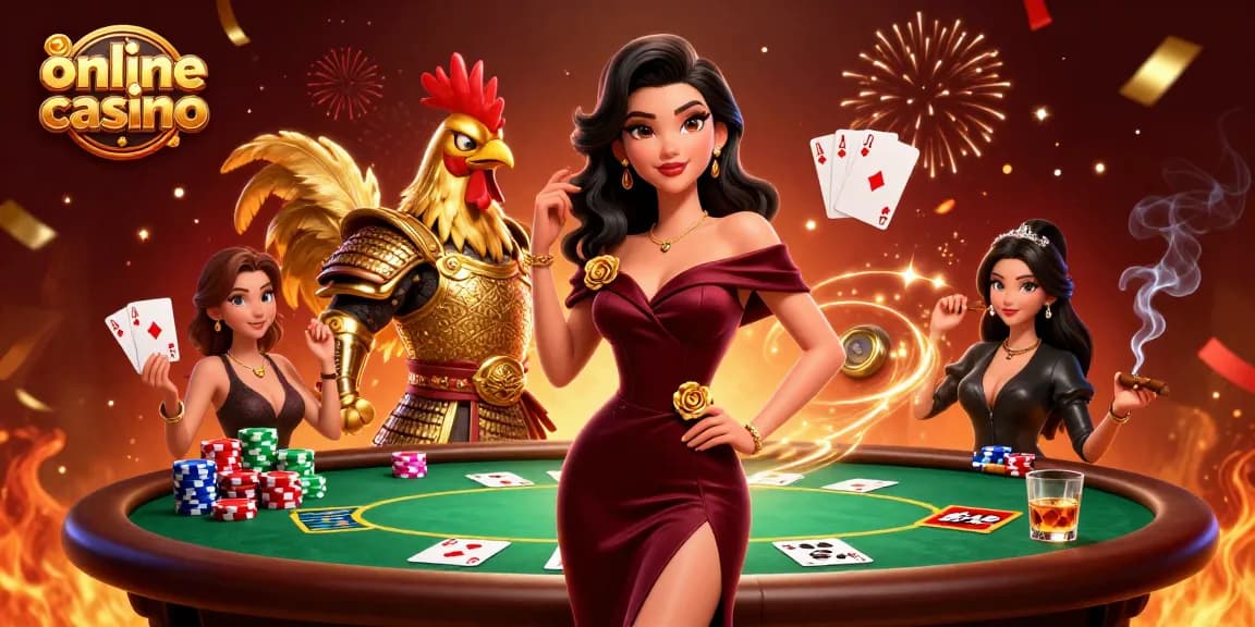 Experience the excitement of online casino games with lavish characters and dynamic elements.