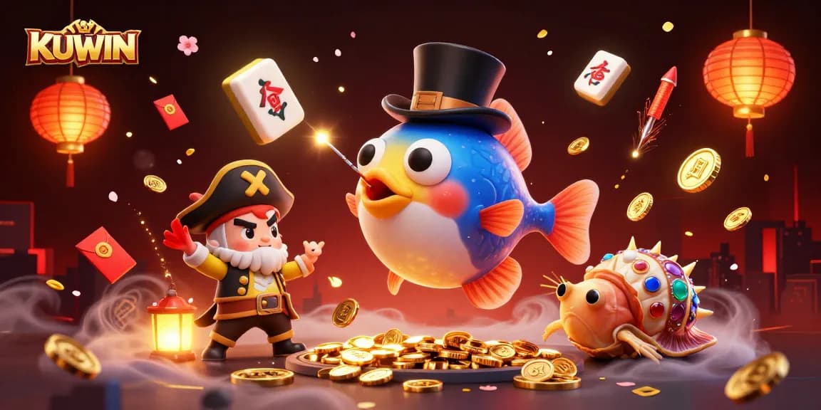 KUWIN offers thrilling gameplay with deep-sea characters attracting golden coins in an exciting casino scene.