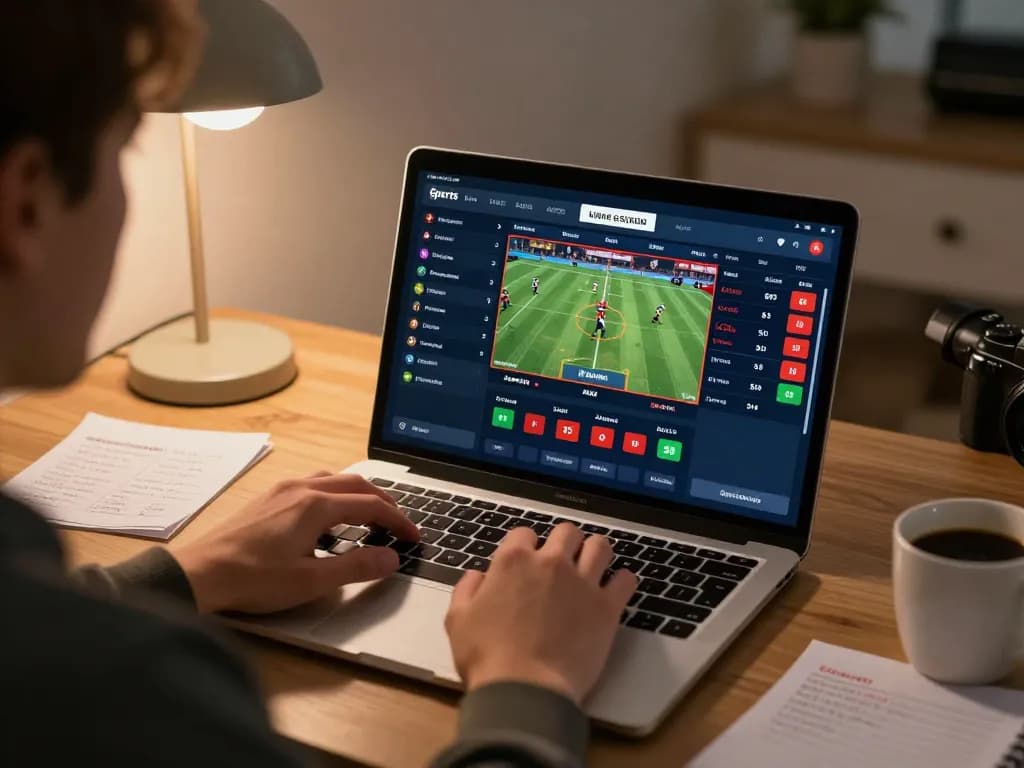 TT88 user placing strategic bets while enjoying online sports betting from home, showcasing thrilling interaction.