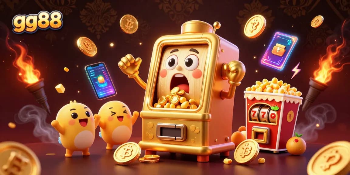 Experience the excitement of winning big at gg88 with a lively 3D illustration of a jackpot celebration.