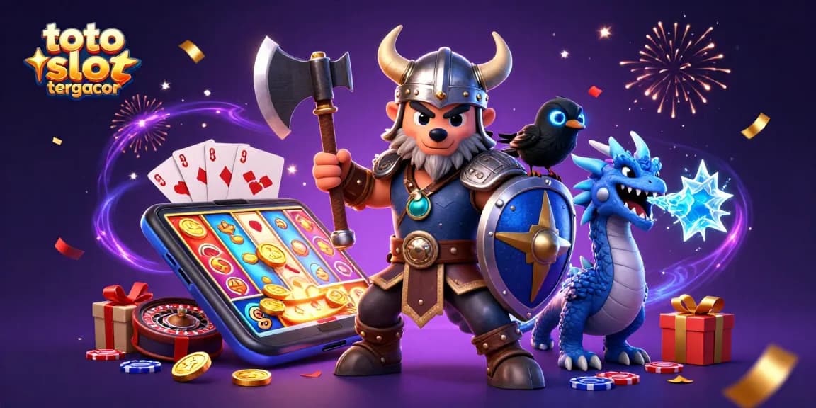 Celebrate big wins with toto slot tergacor in this colorful illustration featuring a Viking wolf and dragon!