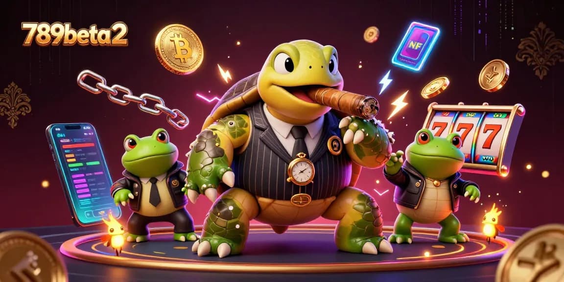 Engage in vibrant 789beta2 casino fun with a cartoon turtle mobster, froggy enforcers, and slots!