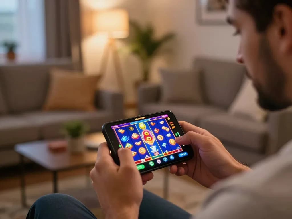 Player immersed in the okwin app enjoying exciting slot games.