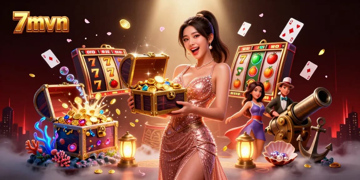 Engage with thrilling slots action at 7mvn featuring vibrant treasures and casino elements.