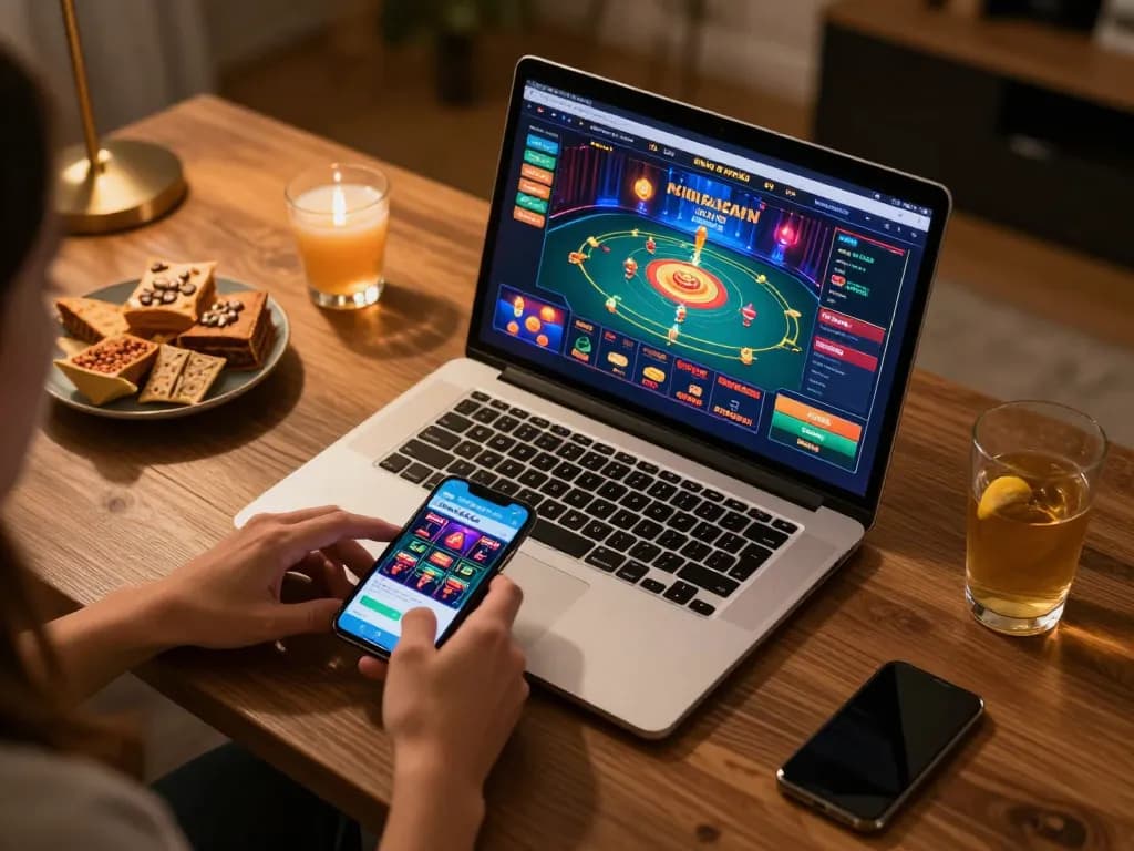 Engaging online gaming scene showcasing cloud-africa casino interface on a laptop and smartphone