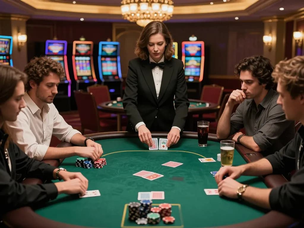 Engaged players place bets while playing F8 bet poker in a luxurious casino
