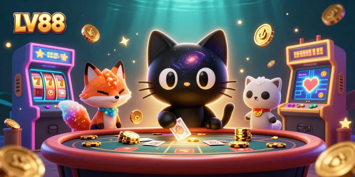 Experience thrilling gameplay at LV88 with a cat magician and cosmic elements pulling in winning chips.