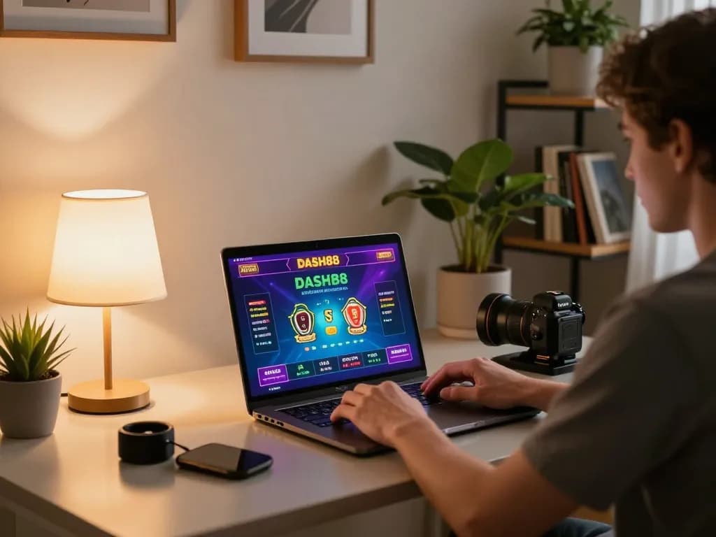 Engaging session of online gameplay at Dash88 with dynamic gaming interface and cozy setting.
