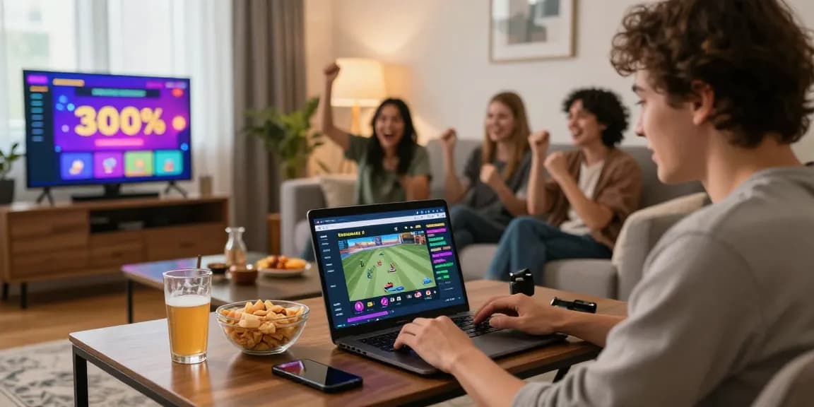 Engaging online gambling scene showing 663bet betting platform excitement with friends