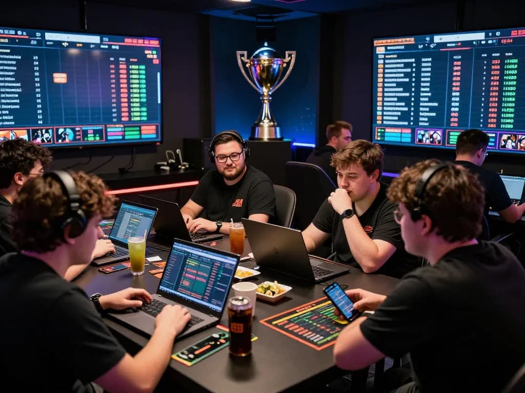 Live Dota 2 betting action at GGLBet Singapore with vibrant screens, engaged gamers, and competitive atmosphere.