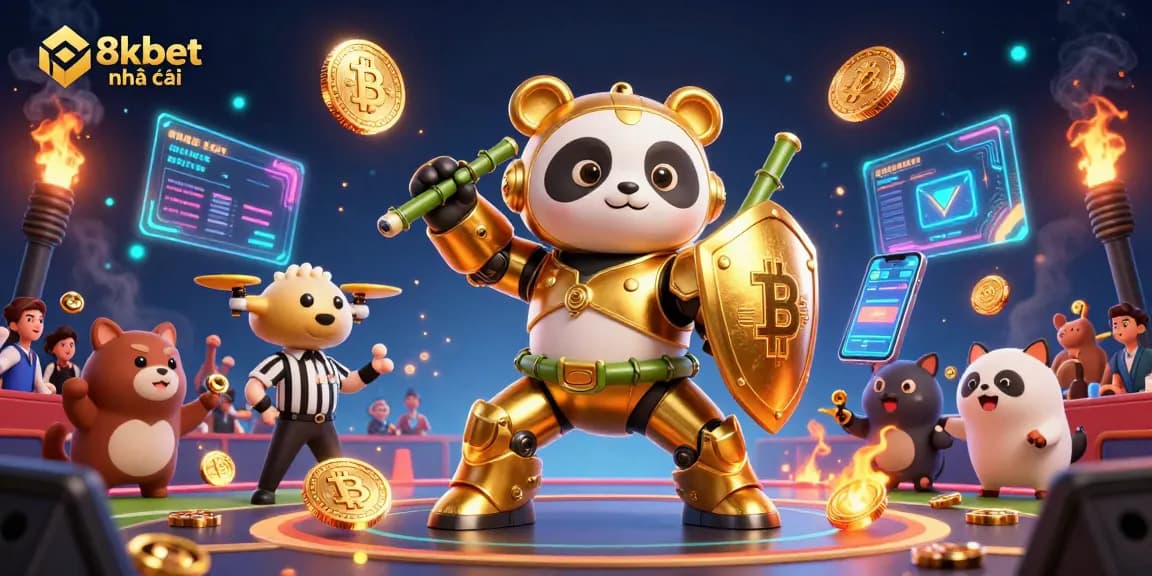 Bet on thrilling matches with 8xbet nhà cái in a vibrant sports betting 3D illustration.