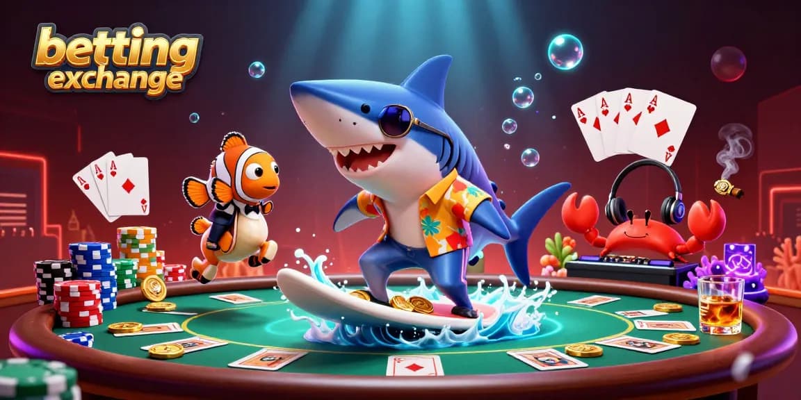 Experience thrilling betting exchange action with a vibrant underwater casino scene, featuring unique characters and game elements.